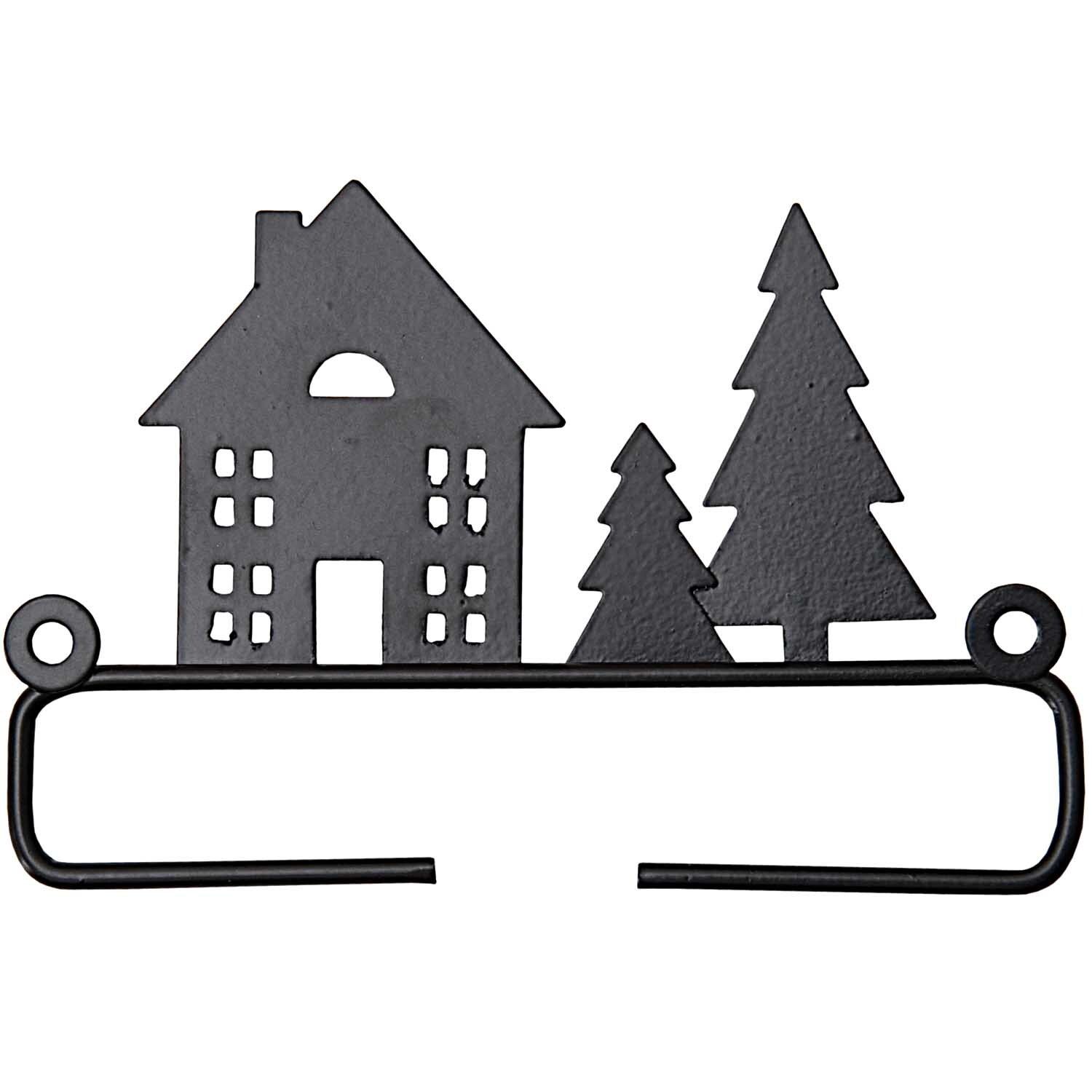 Hanger huis met boom 11cm zwart
