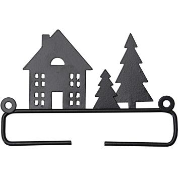 Hanger huis met boom 11cm zwart